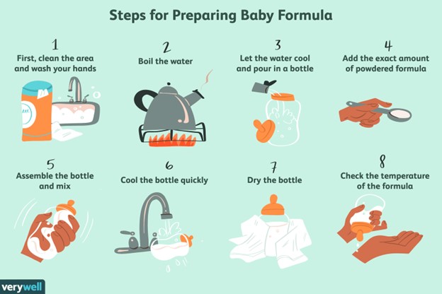 Steps of preparing baby formula